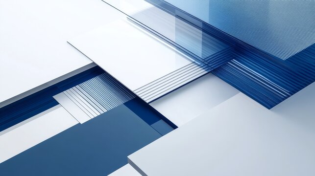 117.A professional annual report layout with alternating blue and white sections, highlighted by subtle geometric accents and a modern grid system for clear information hierarchy.