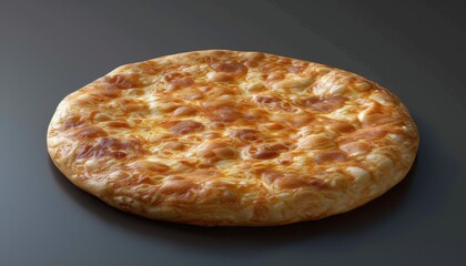 A freshly baked cheese flatbread with a crispy crust.