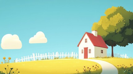 landscape with house and tree