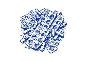 Blister Pack Waste Hand Drawn Illustration Vector Isolated