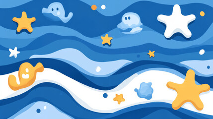 Obraz premium Playful ocean themed abstract background with stars