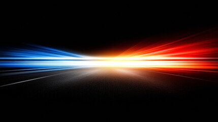 Dynamic light streaks on dark road background