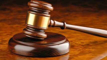 Gavel on Polished Wood, Justice Symbol, Law Concept