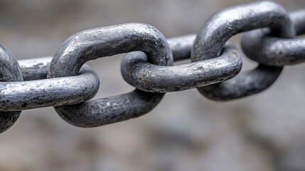 Close-up of a Strong Metal Chain: Interlocking Links