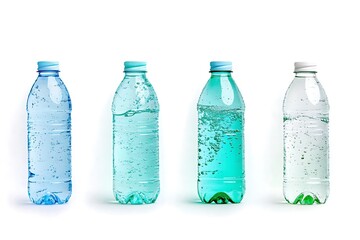 Naklejka premium Refreshing sparkling water bottles display studio product photography clean professional