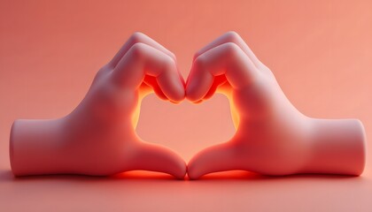 Obraz premium Warm Hands Forming a Heart: A Soft, Romantic 3D Render
