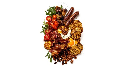 Savory Breakfast: Grilled Potatoes, Bacon, Eggs, and Beans