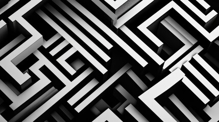 A visually striking 3d geometric pattern designed for wallpaper use its monochrome color scheme offers a modern and minimalist aesthetic, ideal for interior design and decoration purposes