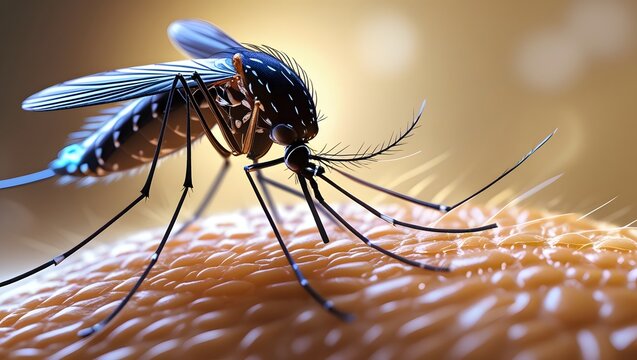Zica virus aedes aegypti mosquito on human skin - Dengue, Chikungunya, Mayaro, Yellow fever