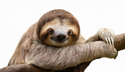 Lindo perezos en fondo blanco