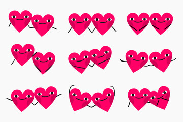 Playful heart couple characters illustration. Set of heart Illustration. Valentine's Day
