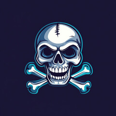 Skull and Crossbones Shoulder illustration sports team logo