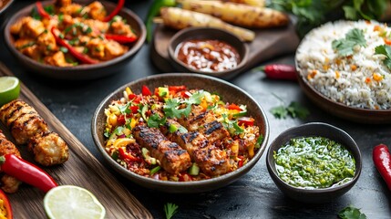 Spicy Grilled Chicken Rice Bowl with Chili & Lime