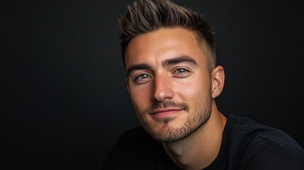 Fototapeta premium Portrait of a Confident Young Man with Green Eyes