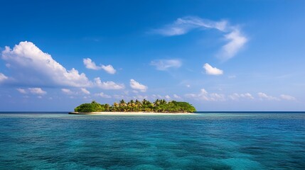 Fototapeta premium Secluded Tropical Island Paradise: Stunning Ocean View