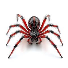Obraz premium A Striking 3D Render of a Red and Black Spider, Isolated on White.