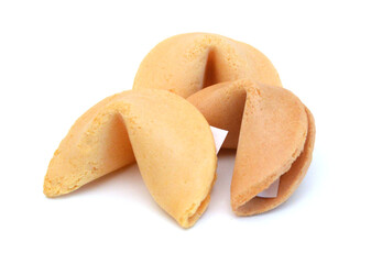 Stack fortune cookies isolated on white