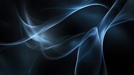 Abstract Blue Smoke Swirls on Black Background 
