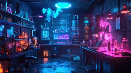 Vibrant science-themed escape room filled with interactive puzzles 