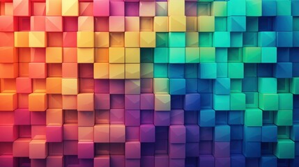 Vibrant Colorful Cube Mosaic Abstract Background Digital Art Wallpaper