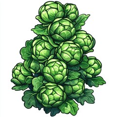 Obraz premium Vibrant Green Brussel Sprouts: A Close-up View of Fresh, Healthy Vegetables. Perfect for Recipes, Culinary Arts, and Healthy Eating.