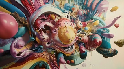 Fototapeta premium Surreal Abstract Painting: A Psychedelic Dreamscape