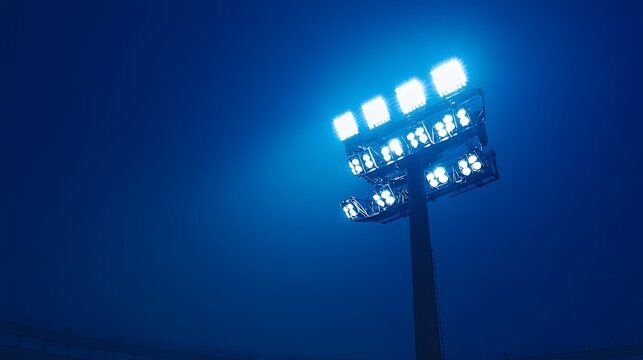 Illuminated Stadium Lights Against Night Sky
