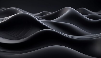 Obraz premium 3D mesmerizing abstract black and doff waves with smooth gradient curves and soft lighting