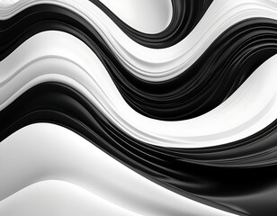 abstract black and white fluid waves with smooth flow and modern design