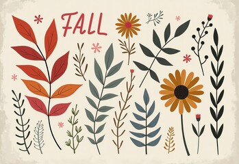 Pastel Botanical Textured Photography: A Stunning Collage of Fall Plants for Artistic Creations, Home Decor, and Nature-Inspired Designs 