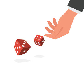 Man throws dice concept Template for gambling stock illustration