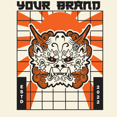 Hand Drawn Foo Dog Illustration Stock Vector