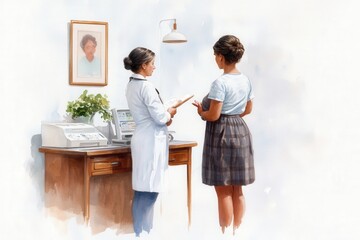 Fototapeta premium Female doctor consulting female patient in a medical office
