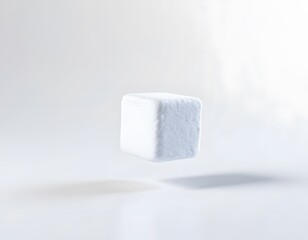 Floating White Cube: Minimalist Textured 3D Render