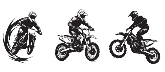 silhouettes of man riding on motocross vector design © Agoeng