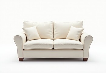 Obraz premium Charming Upholstered Milk Fabric Sofa with Elegant Design, Perfect for Modern Living Rooms and Cozy Spaces