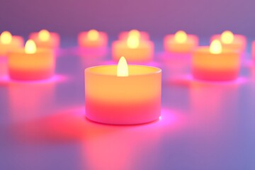 Soft Glow of Floating Candles Illuminating a Tranquil Space with Gentle Pink Hues Creating a Serene and Peaceful Atmosphere for Relaxation and Meditation
