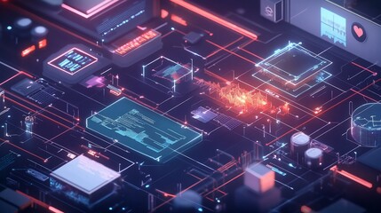 Abstract Digital Circuitry: A Futuristic Technological Landscape