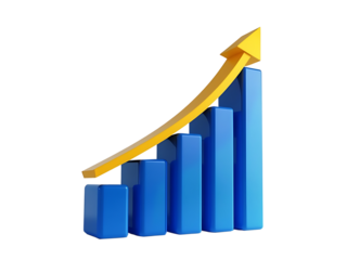 3D statistic graph bars representing business growth and analytics.