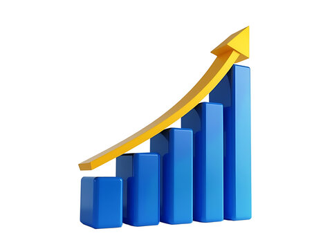 3D statistic graph bars representing business growth and analytics.