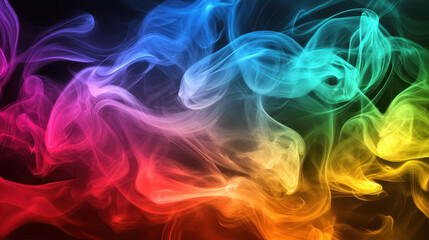 Obraz premium Abstract Smoke Symphony: A captivating abstract illustration featuring vibrant, swirling smoke in a rainbow of colors. This striking design embodies a sense of energy, movement, and fluidity. 