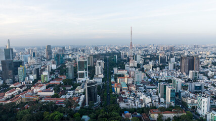 Fototapeta premium Ho Chi Minh City commonly known as Saigon, is the most populous city in Vietnam, with a population of around 10 million in 2023.