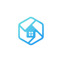 Abstract house home mortgage real estate gradient logo vector icon illustration
