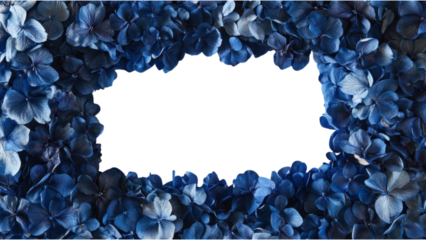 Floral Mosaic Frame, dark blue flower clusters intricately arranged in a square pattern, vibrant and eye-catching design element