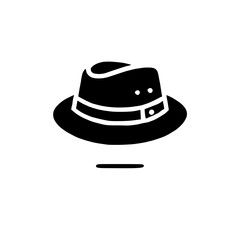 Classic Fedora Hat Silhouette: A sleek and stylish fedora hat, rendered in a minimalist black silhouette, embodies timeless elegance and sophistication.  