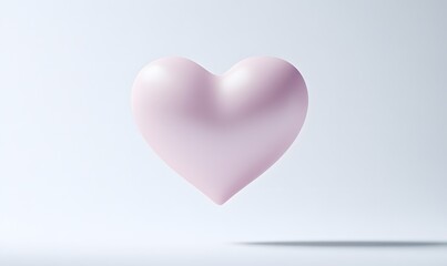 Pale pink 3D heart on white background.