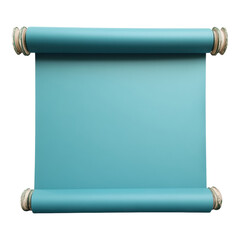 Cyan Paper Scroll Mock-Up, blank design with rolled edges, perfect for creative projects and digital presentations, transparent background for versatility