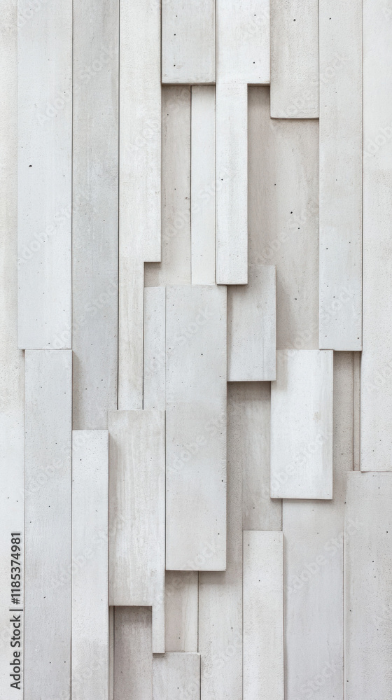 Aufkleber Textured concrete wall with varying rectangular panels in light gray tones