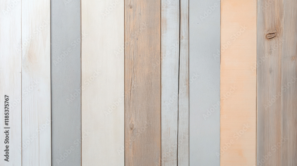 Poster Natural wood planks in various colors and textures create rustic backdrop