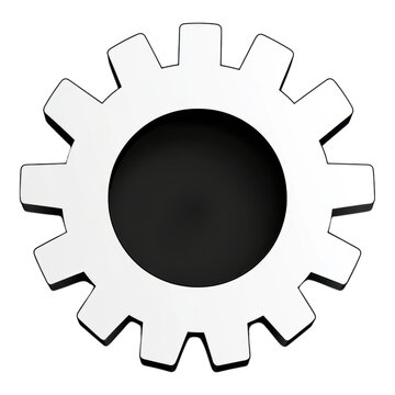 Sleek Modern Gear Symbol, Elegant design representing productivity and industry, Transparent background, Ideal for digital applications